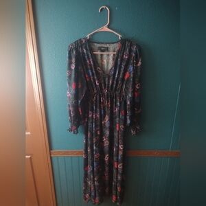 Next Paisley Whimsy Floral Long Sleeve Midi Dress